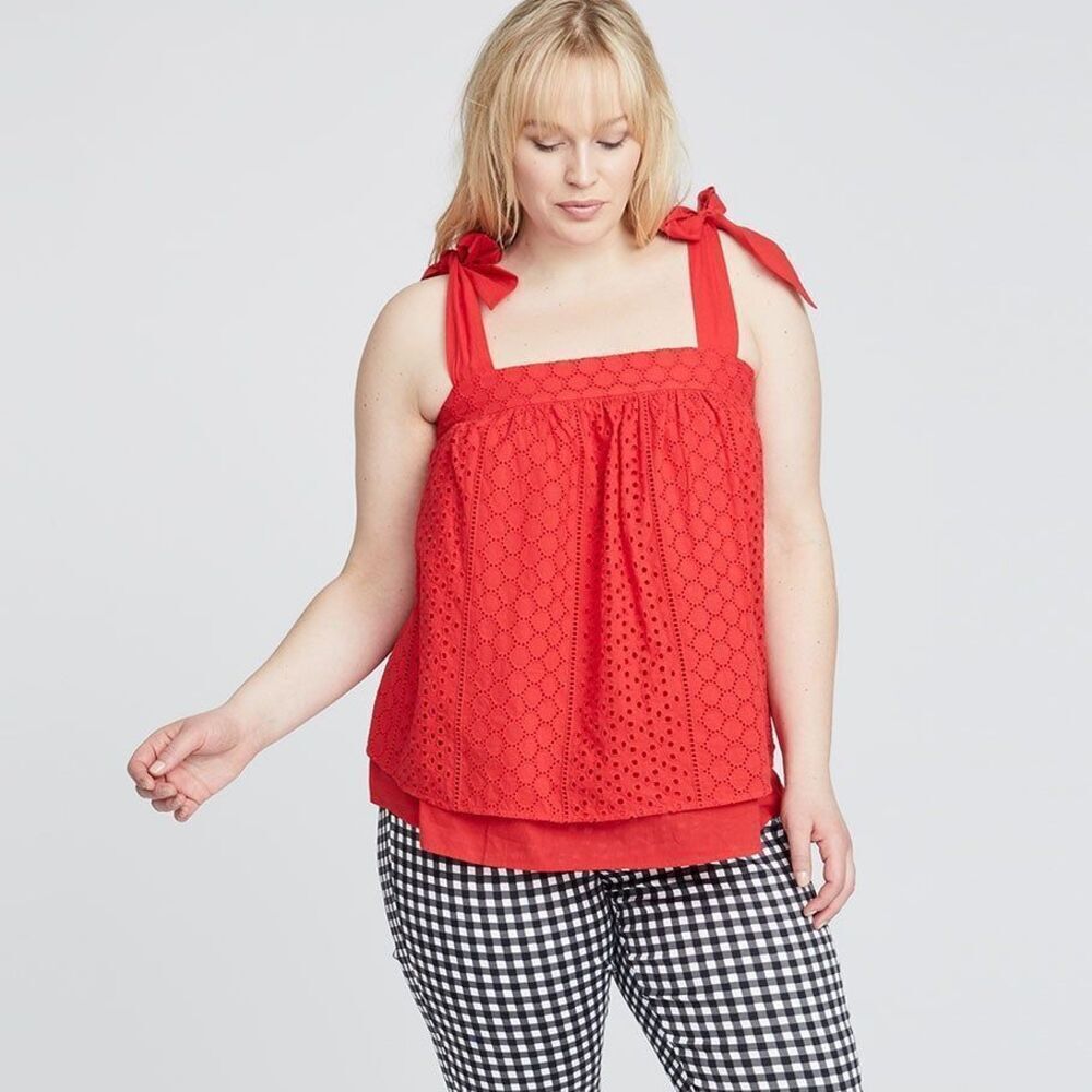 RACHEL Rachel Roy SABINE EYELET TOP Size 0X